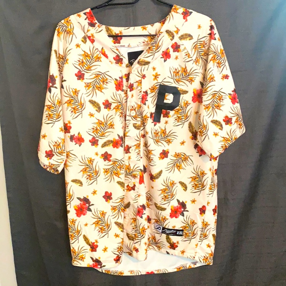 Primitive Apparel Flower Print Baseball Jersey XXL